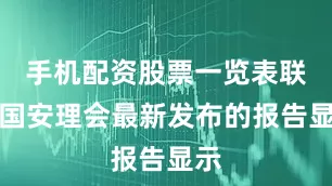 手机配资股票一览表联合国安理会最新发布的报告显示