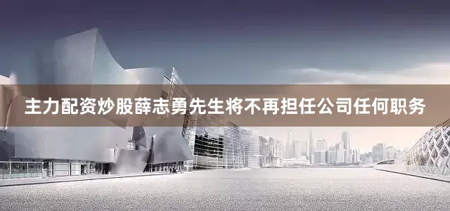 主力配资炒股薛志勇先生将不再担任公司任何职务
