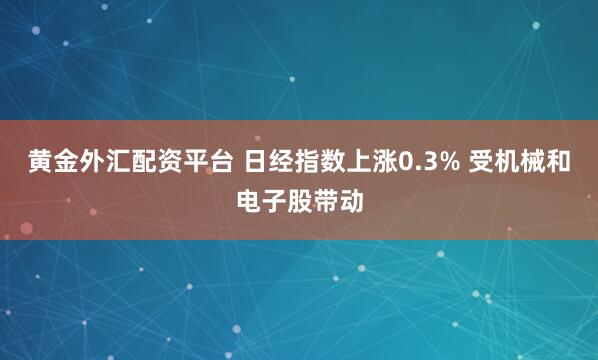 黄金外汇配资平台 日经指数上涨0.3% 受机械和电子股带动